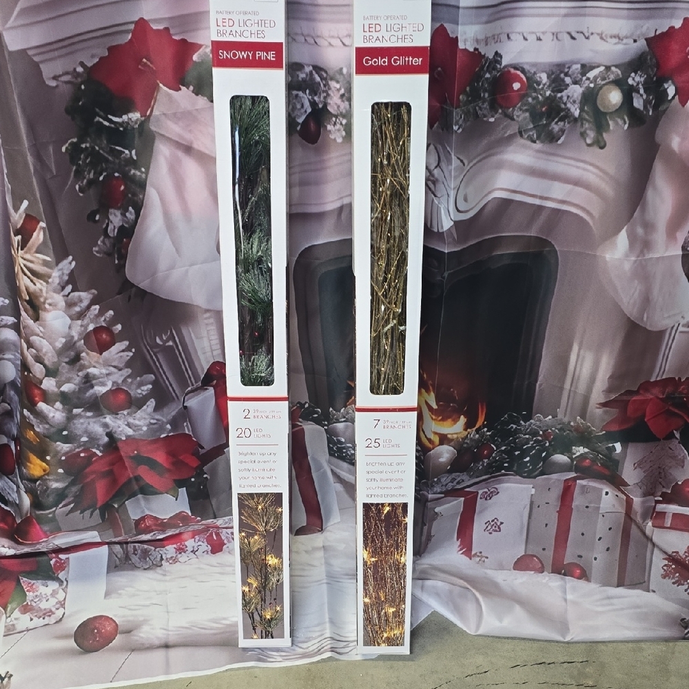 Bed Bath & Beyond Snowy Pine and Gold Glitter LED Branches